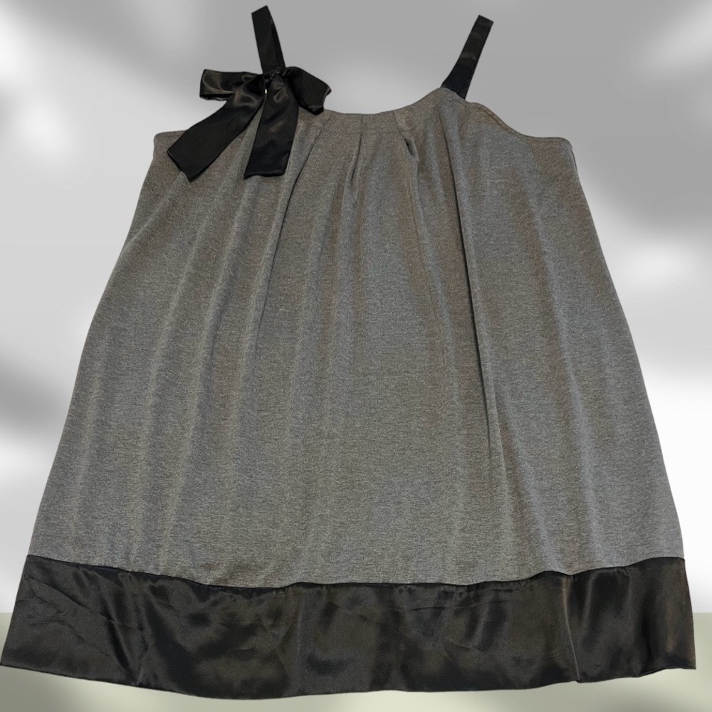 🥇 Mossimo Frost Gray Satin Trim Bow Babydoll Dress